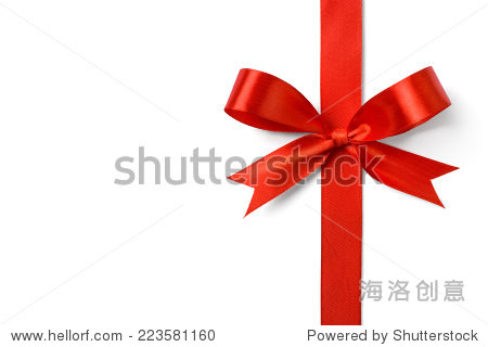 gift silk bow of red ribbon isolated on white background