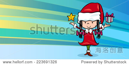 vector illustration of cute girl in santa claus costume with