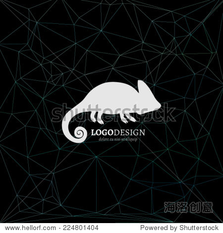 vector chameleon logotype on polygonal background
