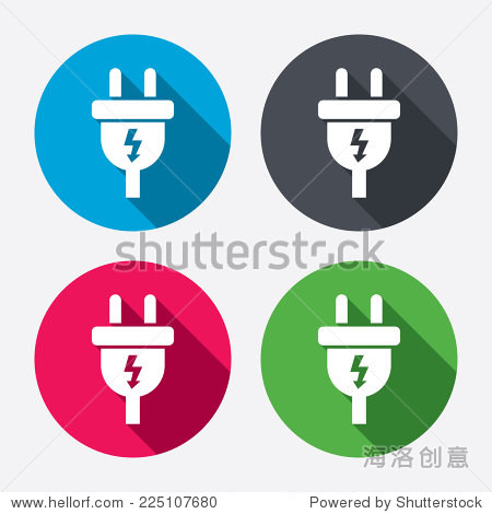 electric plug sign icon. power energy symbol. lightning sign.