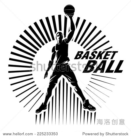 篮球运动员。矢量插图版画风格 - 符号\/标志,运