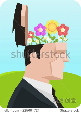 ecological businessman with flower open flowering