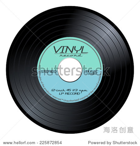 gramophone vinyl lp record with blue and green label.