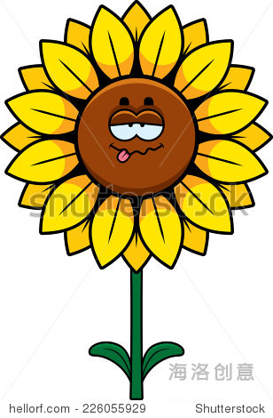 a cartoon illustration of a sunflower looking sick.