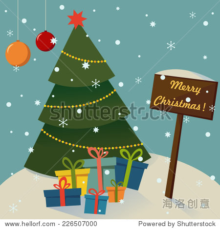 christmas card with gift boxes christmas tree