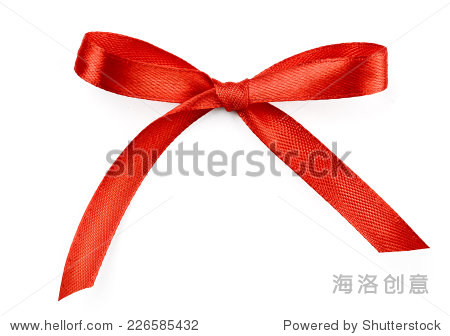 gift silk bow of red ribbon isolated on white