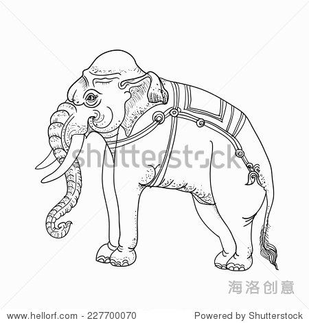 traditional thai art drawing of white elephant on