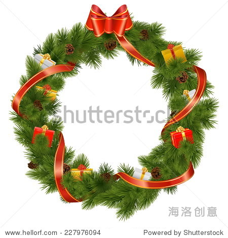 vector christmas wreath with gifts