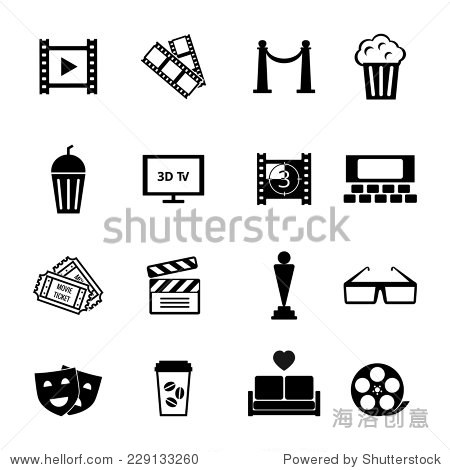graphic designs - black and white movie icons on white back