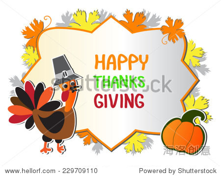 happy thanksgiving illustration with cartoon cute