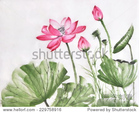 莲花水彩画在米纸,原始艺术、亚洲风格 - 艺术,自然 - 站酷海洛创意正版图片,视频,音乐素材交易平台 - Shutterstock中国独家合作伙伴 - 站酷旗下品牌