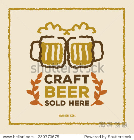 vintage style craft beer poster freehand drawing
