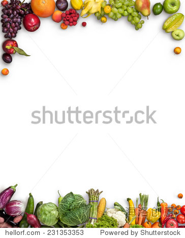 studio photography of different fruits and vegetables on white