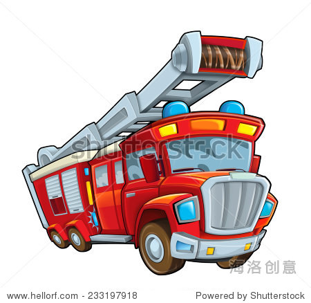 cartoon firetruck - illustration for the children