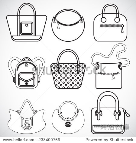 black and white icons female bags. vector - 站酷
