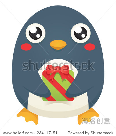 illustration of a cute cartoon penguin holding a