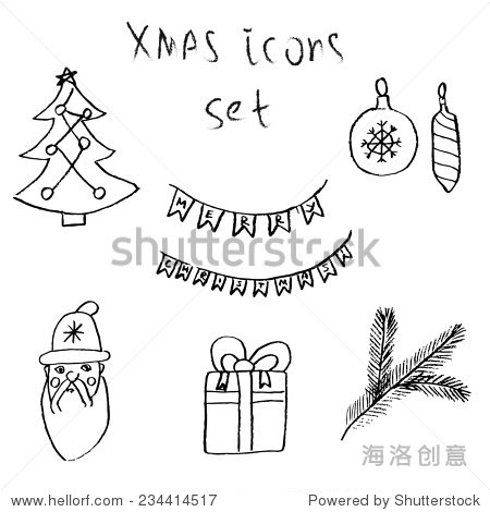 illustration with christmas tree garland gift santa claus