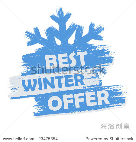 best winter offer banner - text in blue and white drawn label