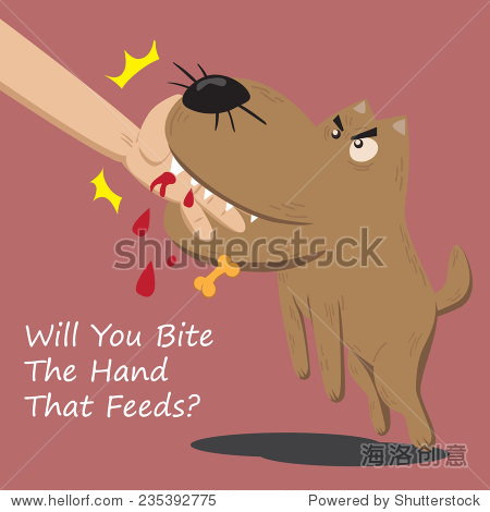 a nasty dog bite the hand that feeds him