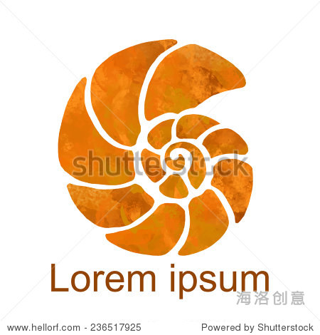水彩鹦鹉螺壳图标孤立在白色背景下,艺术标志设计