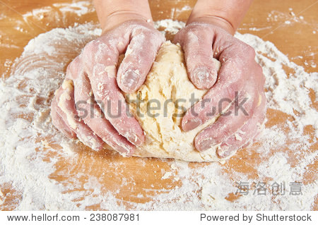 kneading dough female hands close-up