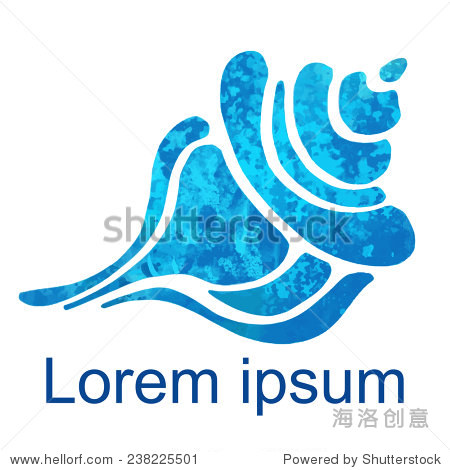 watercolor sea shell closeup isolated on white background, icon, art logo design