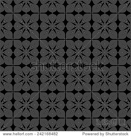abstract seamless pattern of line flowers. vector