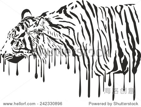 老虎,白色背景的抽象画
