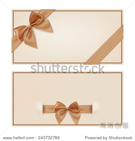 gift voucher template with golden ribbon and a bow