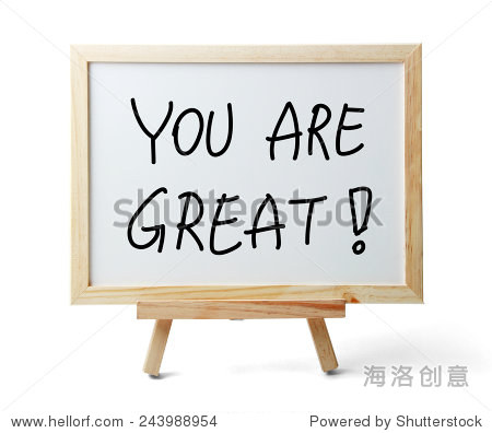whiteboard with you are great text is isolated on white back
