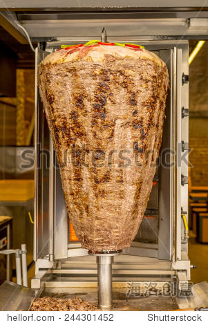 turkish shawarma spit in the cafe