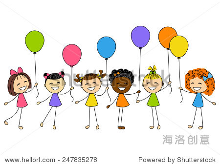 cute little girls with balloons