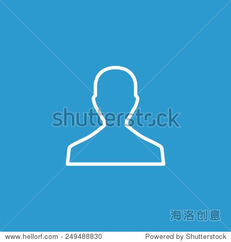 male outline icon isolated white on the blue background.