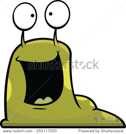 cartoon illustration of a slug with a happy expression.