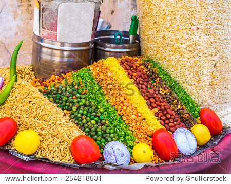 grain nut cereal and vegetable at street market in jaipur india