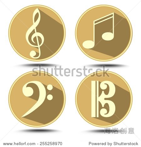与长长的阴影 高音谱号,低音谱号,音乐 物体,抽象 海洛创意正