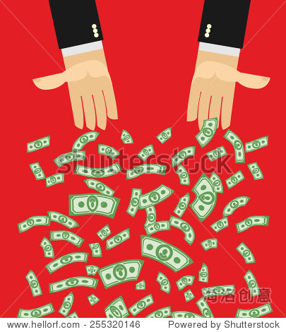 hands give money. purchase. cash fly away