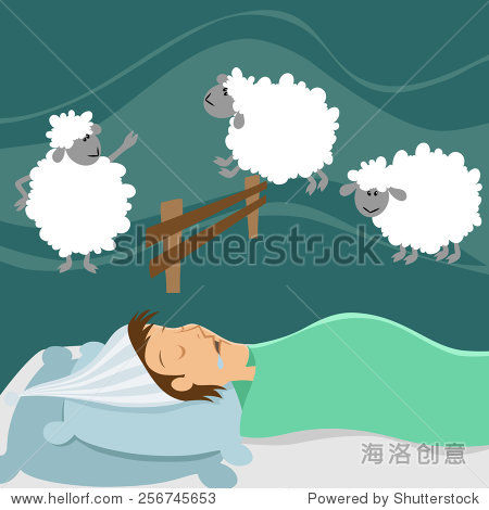 sleeping man counting sheep