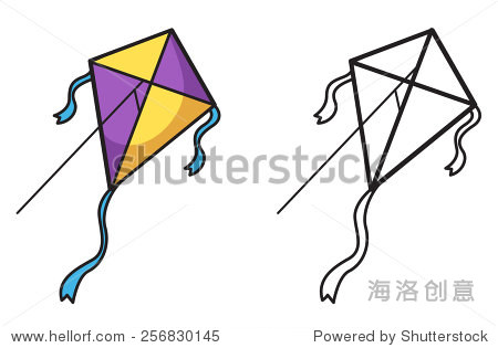 illustration of isolated colorful and black and white kite for