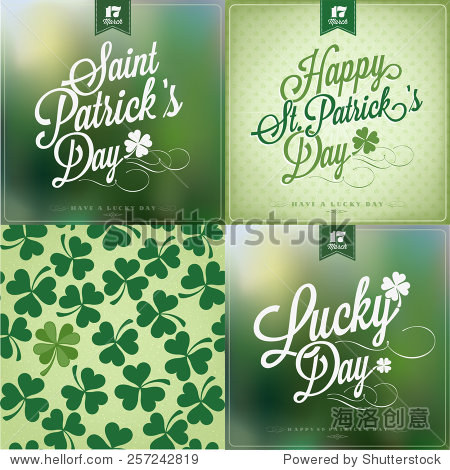 saint patricks day typographical background set - 站酷海洛 -
