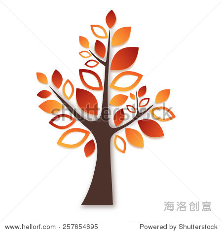 abstract tree with autumn leafs on white background - vector