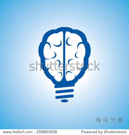 light bulb brain icon vector illustration. flat design style