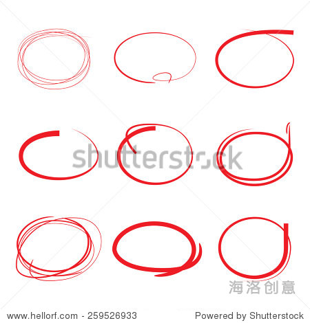 红色高亮笔圈,手画圆圈-艺术,符号\/标志-海洛创