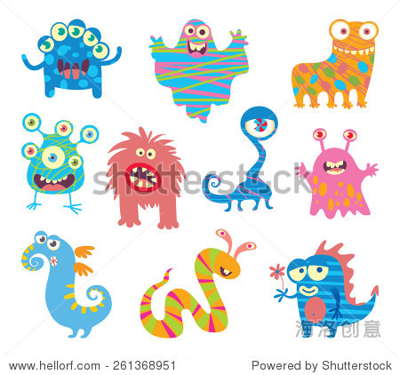 set of funny little monsters. funny cartoon .  .