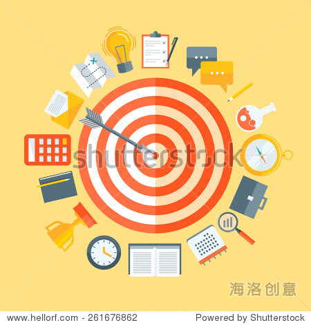 flat design vector illustration of target and business icons