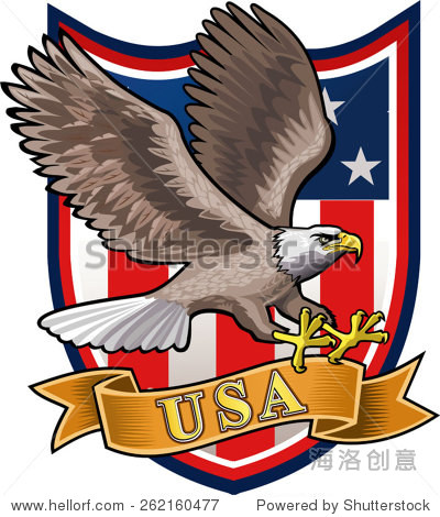 美国鹰与美国国旗 - 动物/野生生物,符号/标志 - 站酷