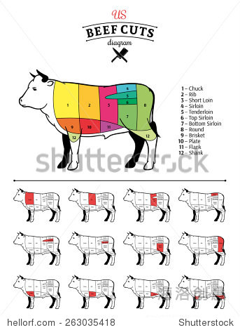 american (us) beef cuts diagram