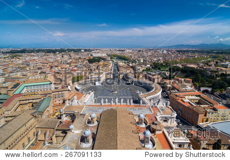 梵蒂冈和罗马的鸟瞰图,意大利。圣彼得广场,圣