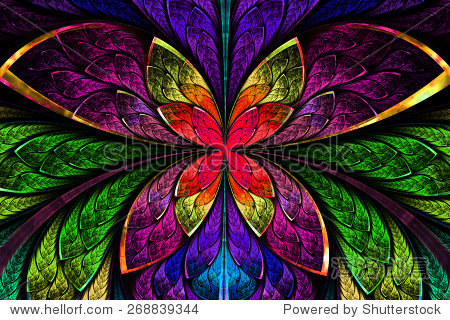 multicolored symmetrical fractal pattern as flower or butterfly