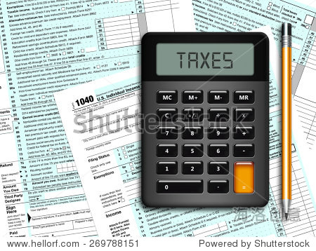 1040年美国个人所得税申报表形式计算器和铅